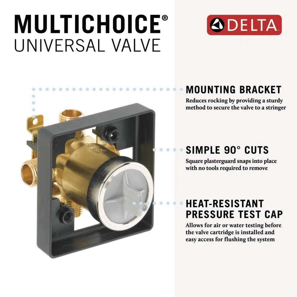 DELTA FAUCET R10000-UNBX MultiChoice Universal Bañera y Ducha, Negro, Paquete de 1