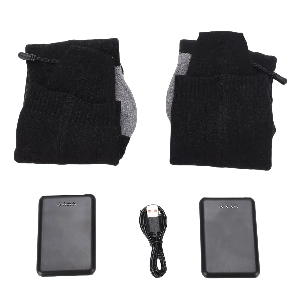 Tosuny Calcetines Negros Calentados, Lavables, con Pilas Recargables, con Ajustes de Temperatura Ajustables para Esquiar Al Aire Libre