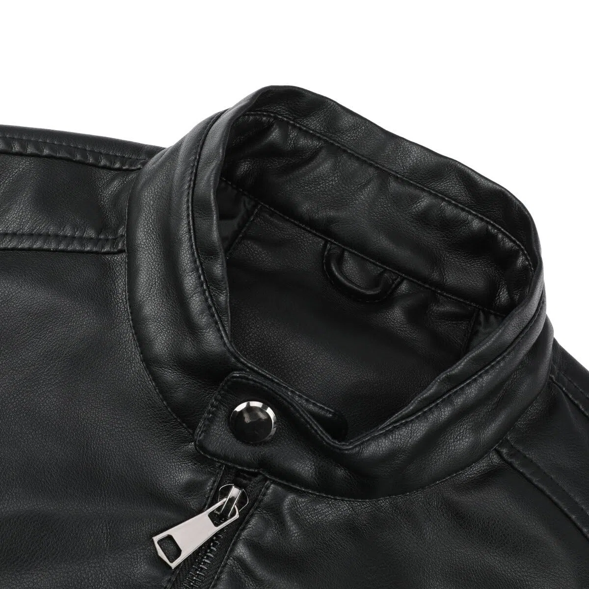 Sliktaa - Chaqueta de cuero sintético para hombre, ecológica, de invierno, de cuello alto, de entretiempo, acolchada, tipo motero, piloto, con cremallera, informal, moderna, clásica