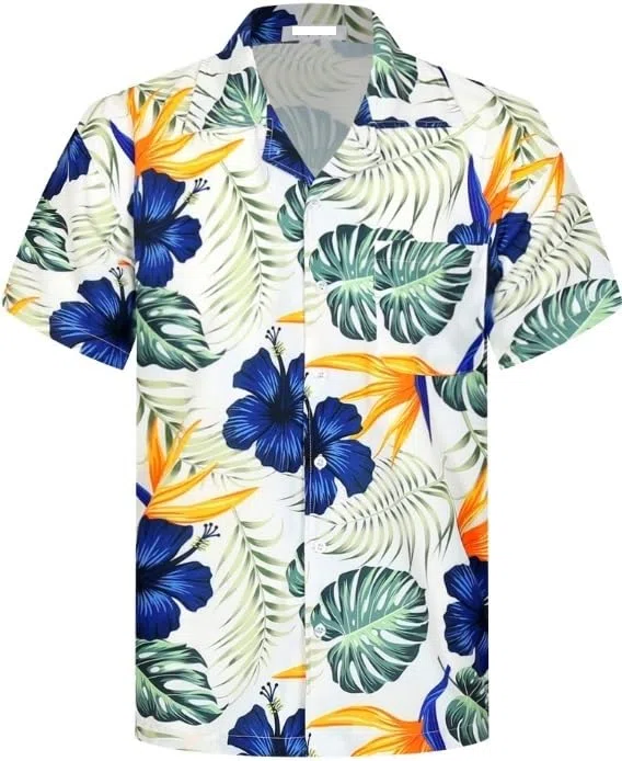 Camisas Hawaianas Divertidas For Hombre, Camisa Hawaiana Informal De Manga Corta con Bolsillo Frontal For Vacaciones De Verano Y Playa Hombres Camisas de Manga Corta