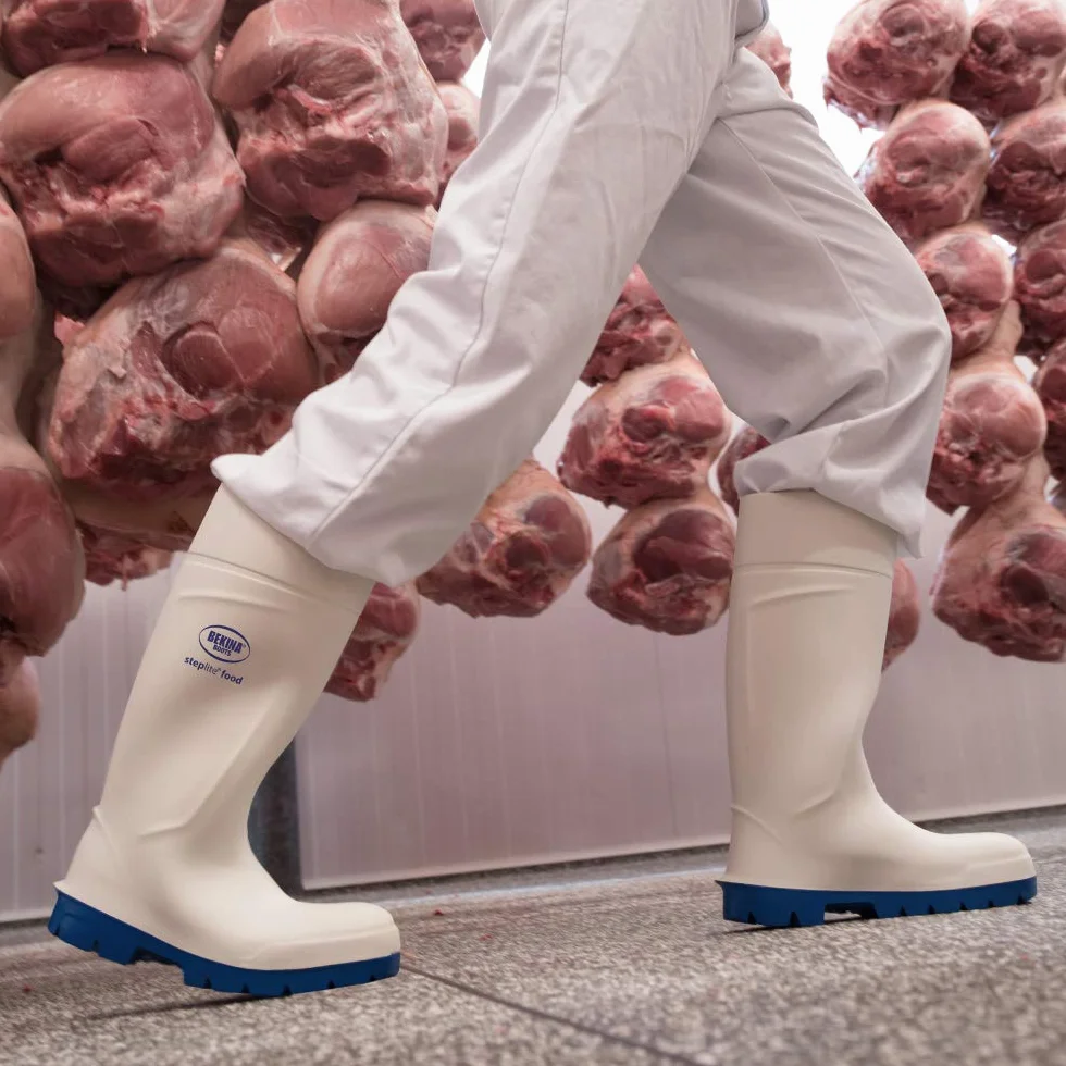Botas de Seguridad con Puntera de Acero para la Industria alimentaria, fáciles de Limpiar y desinfectar, Incl. Suela incrustada para pies Secos, Gran Comodidad de Uso, Blanco, EU 47