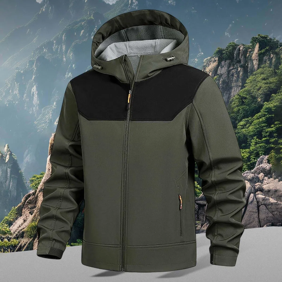 Forros Polares para Hombre, Chaqueta Polar con Cremallera Completa, Abrigo térmico de Invierno para Exteriores, Suave y cálido, Cuello Alto, Sudadera Polar con Capucha, Top Deportivo Activo