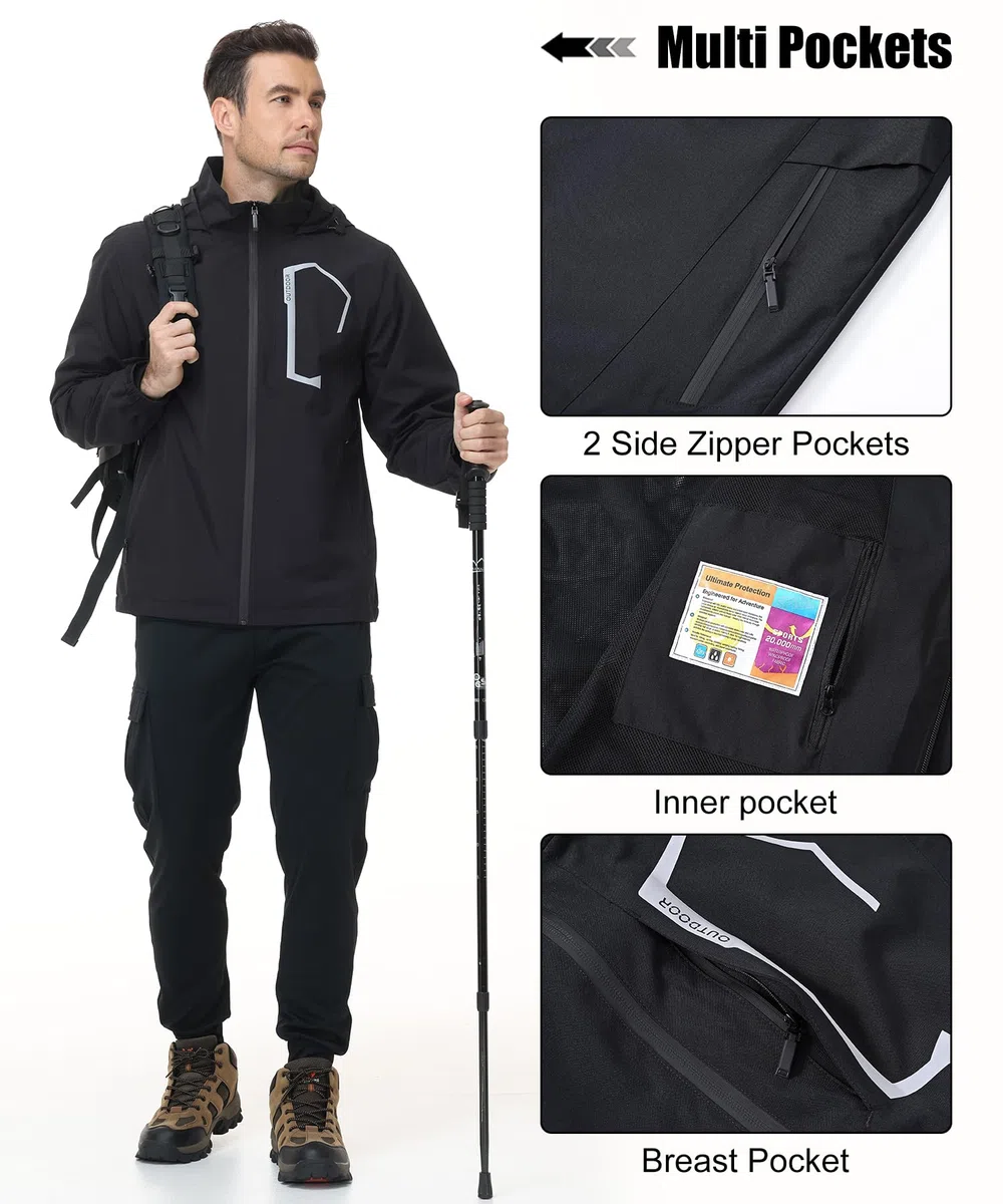 Huayuzh Chaquetas impermeables para hombre, chaqueta ligera para exteriores, cortavientos, de secado rápido, para ciclismo, camping, senderismo
