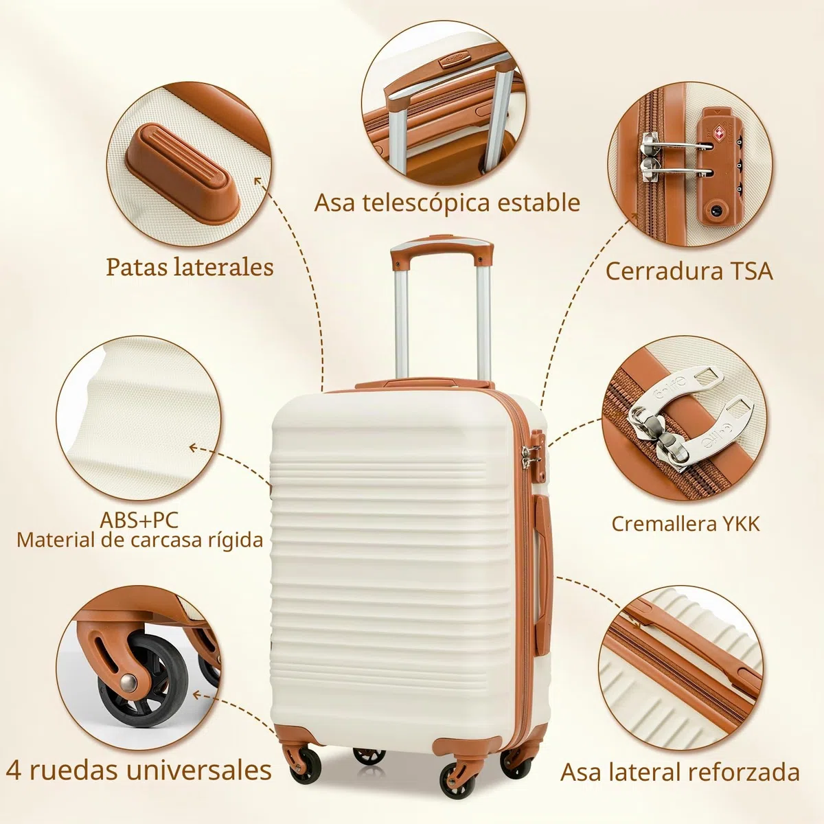 COOLIFE Juego Maletas 6 Piezas 16''20''24''28'',268L ABS+PC, Cerradura TSA | 4 Maletas, Bolsa de Viaje Expandible & Bolsa de Aseo – Ideal para Viajes en Familia, Vacaciones Largas & Solución Completa