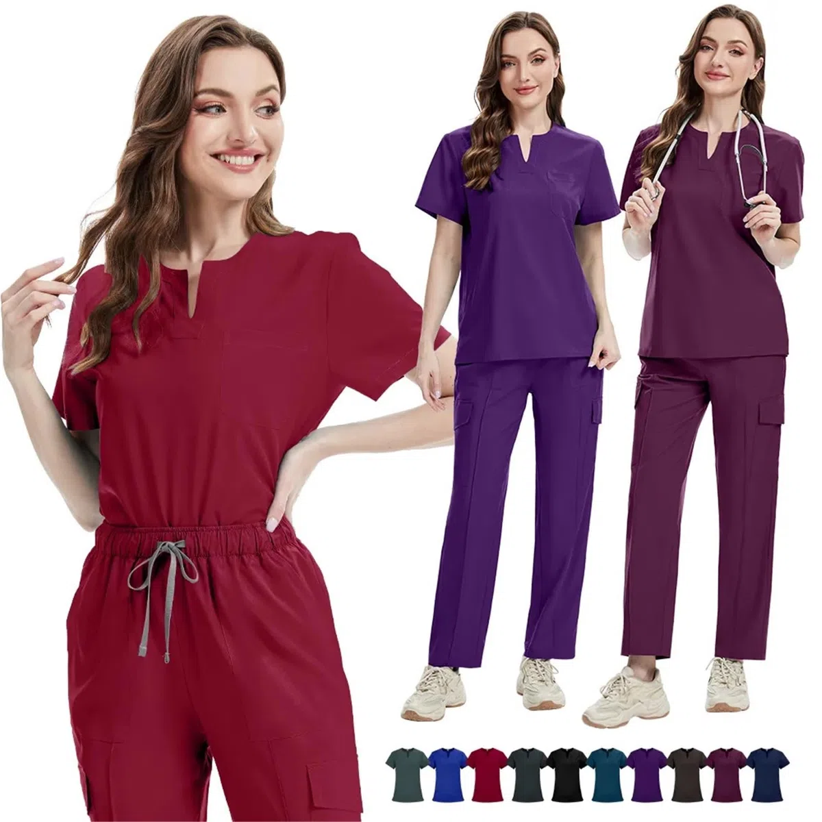 Uniformes médicos Bata Uniforme Mujer artículos de enfermería Accesorios Enfermeras clínica Traje médico salón Belleza SPA para AtencióN MéDica, SalóN De Belleza(Blue,S)