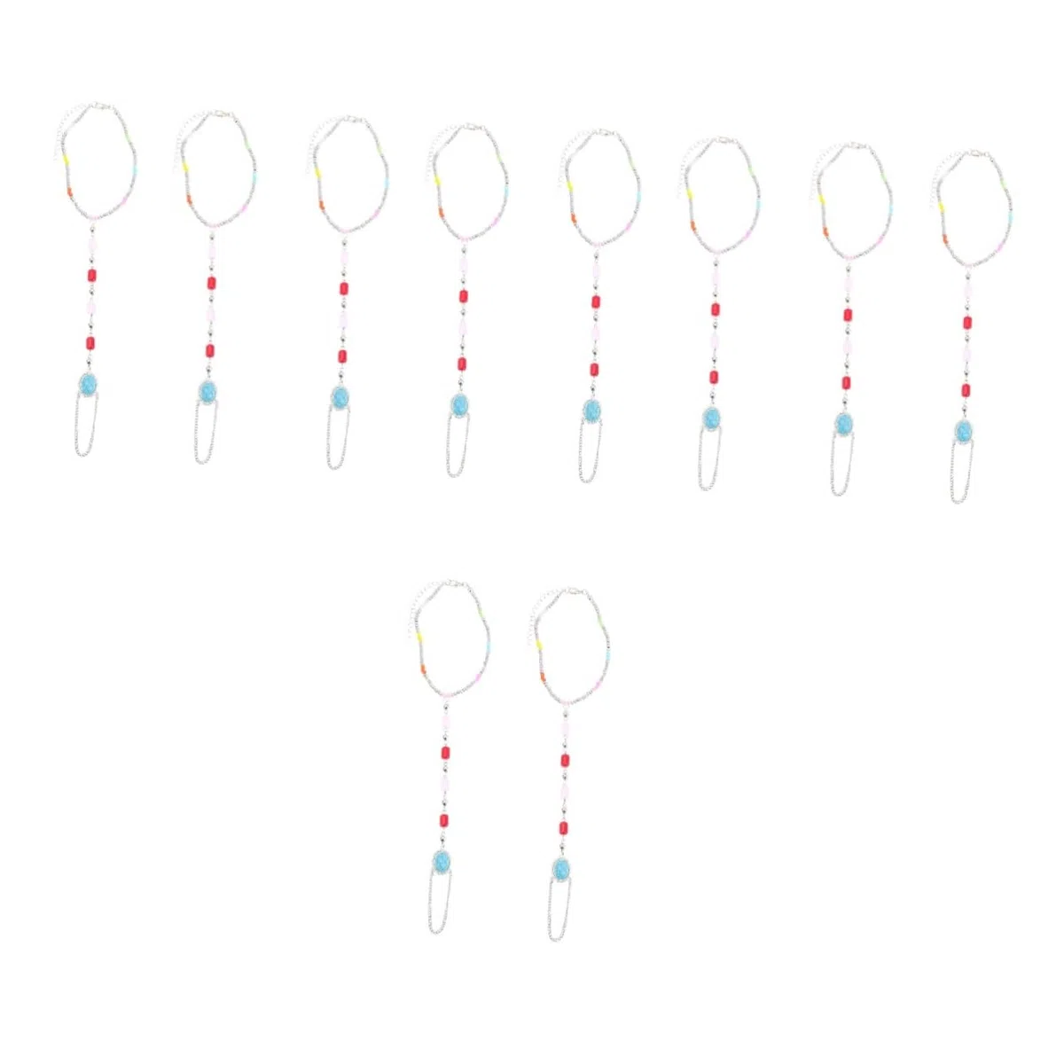Healvian 5 Series Tobilleras De Verano Con Cuentas Para El Dedo Del Pie Tobilleras Para Mujer Con Cuentas Pulseras De Acrílico Para Mujer 2 piezas x 5