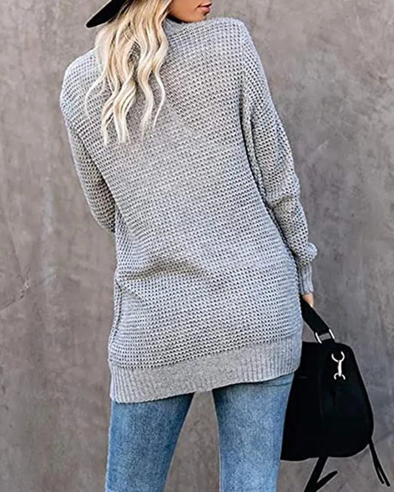 Cárdigan Punto Gofrado Mujer Abierto por Delante Manga Larga Punto Grueso y Suave Bolsillos Corte Relajado Estilo Boyfriend Ideal para Otoño y Uso Diario Informal.