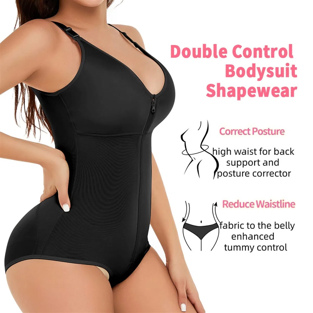 MMRTDJDR Body para Mujer Fajas De Control De Abdomen Faja Postquirúrgica Body Faja Levantador De Glúteos De Talla Grande,Black-Large