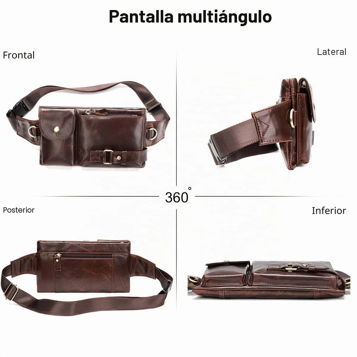 FANDARE Retro Riñonera Hombre Bolso Hombro Bolsa de Pecho Cuero Bolsa Cruzada Bandolera Impermeable Bolsos Bandolera para Hombres Excursionismo Senderismo Escolar Viaje Crossbody BagMarrón B