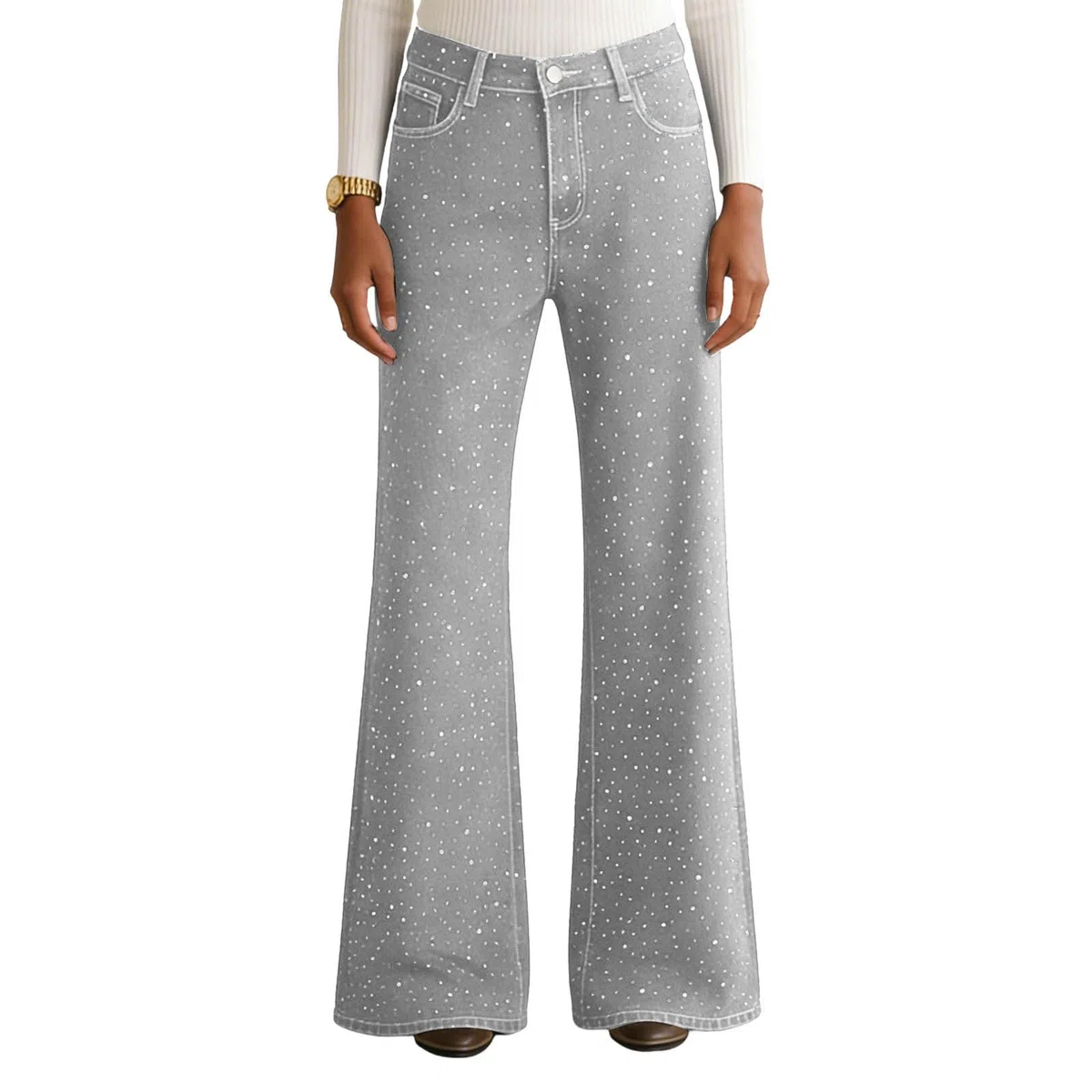 Vaqueros Mujer Anchos Vaqueros Elásticos Mujer Campana Pantalones Relajados De Pierna Ancha para con Tira De Botones Visibles Elegantes Cintura Alta Ajustados Estilo Urbano