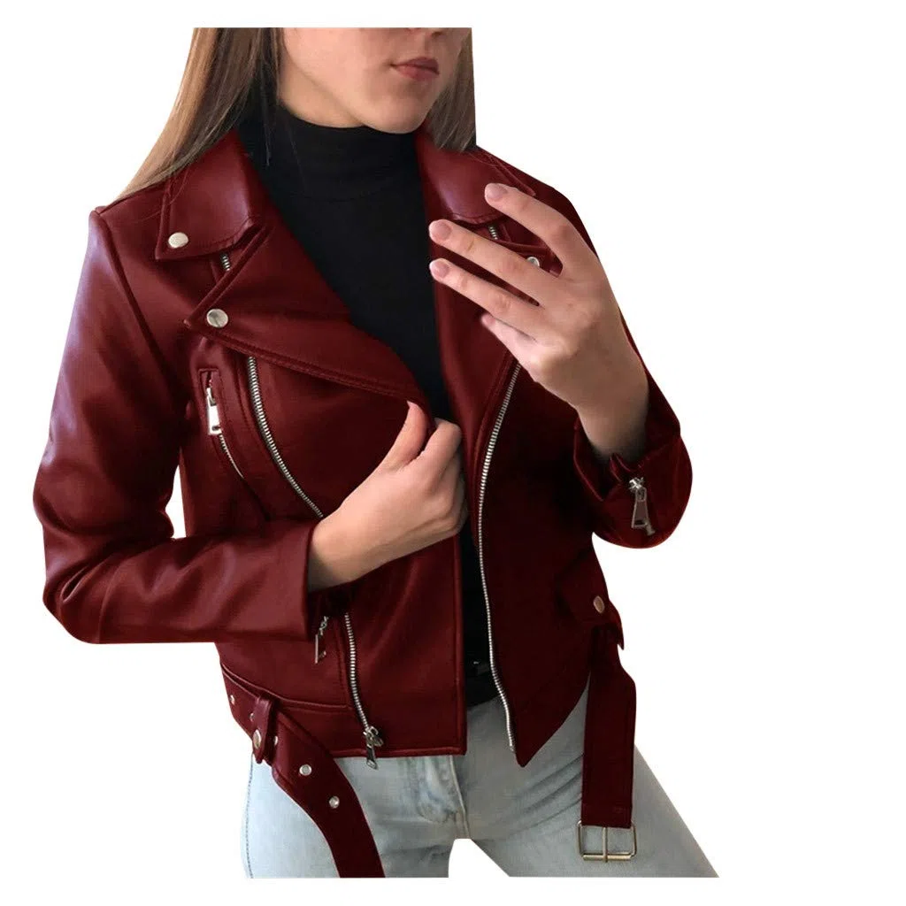 Chaqueta Mujer Invierno Abrigos De Cazadora Forro Polar，Chaqueta corta mujer con cremallera larga y forro polar imitación cuero elegante chaqueta