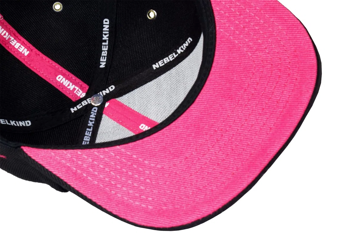 Nebelkind Gorra-Snapback Cap Miami Negro Rosa, Hombre Mujer Unisex, Talla Unica, tamaño Ajustable, Gorra de béisbol Moda, Estilo Streetwear, Gorras de béisbol con Visera Recta