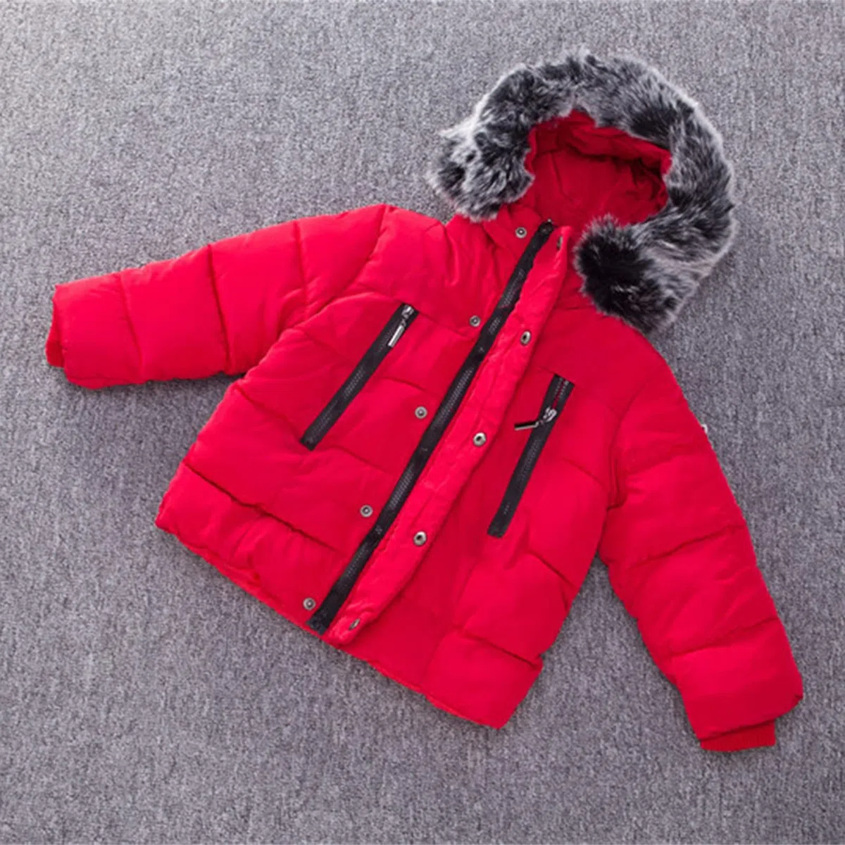 Generisch Niños Niños Bebé Niños Abrigos de Invierno Espesar Cuello Polar Sudadera con Capucha Chaqueta de Plumas a Prueba de Viento Traje de Nieve Ropa Ropa Exterior Verano Niños