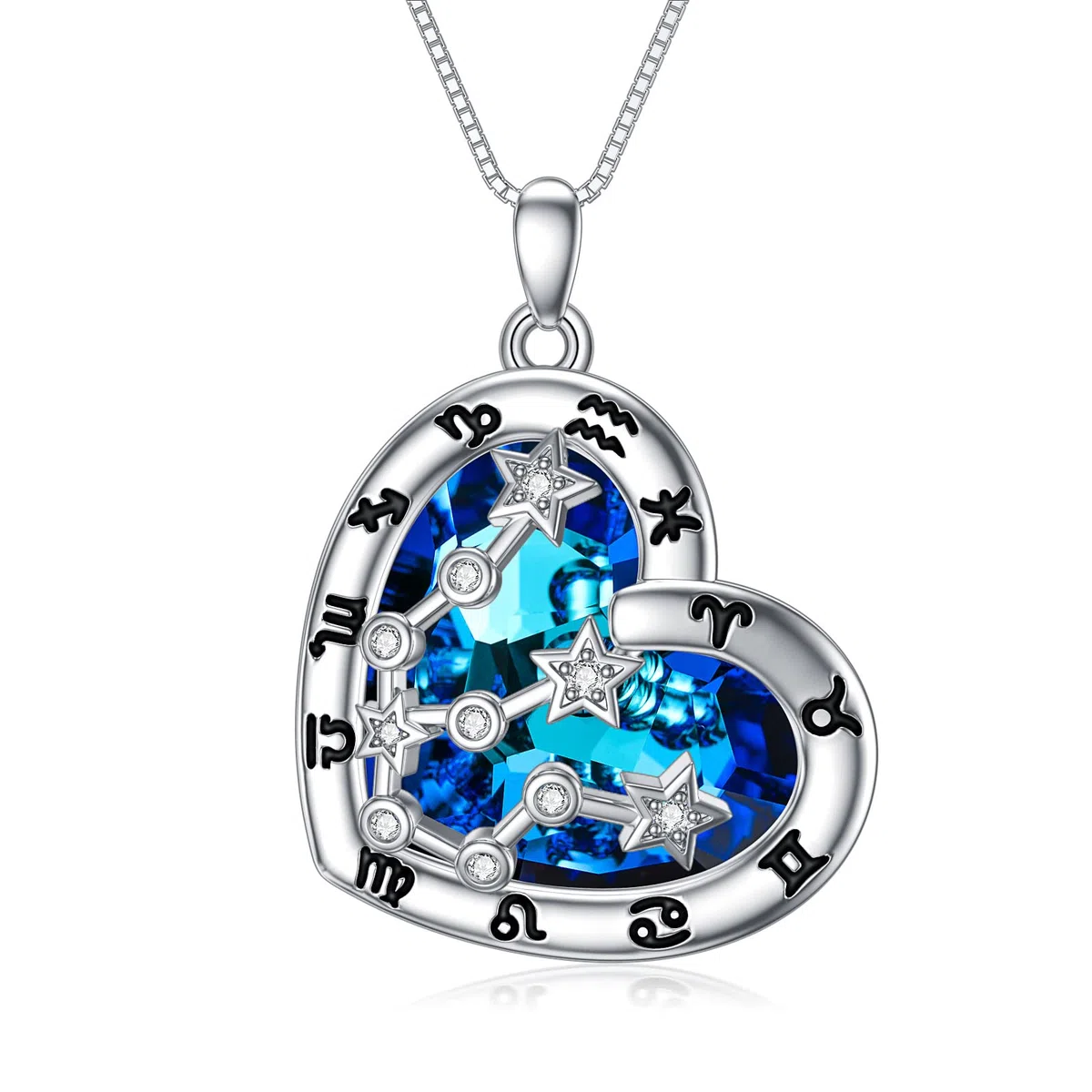 Collar de 12 signos del zodíaco de plata de ley 925 constelaciones estrella cristal colgante cadena horóscopo astrología joyería de cumpleaños regalos para mujeres y niñas