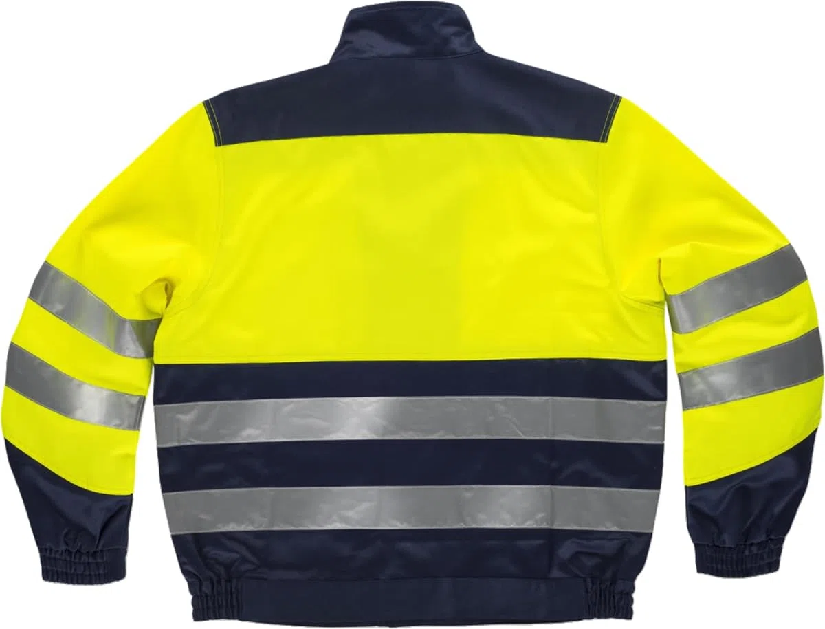 WORKTEAM Cazadora Antiestática y Contra Productos Químicos, Alta Visibilidad Clase 1 EN ISO 20471, Cintas Reflectantes, Cremallera Metálica y Puños Elásticos Unisex