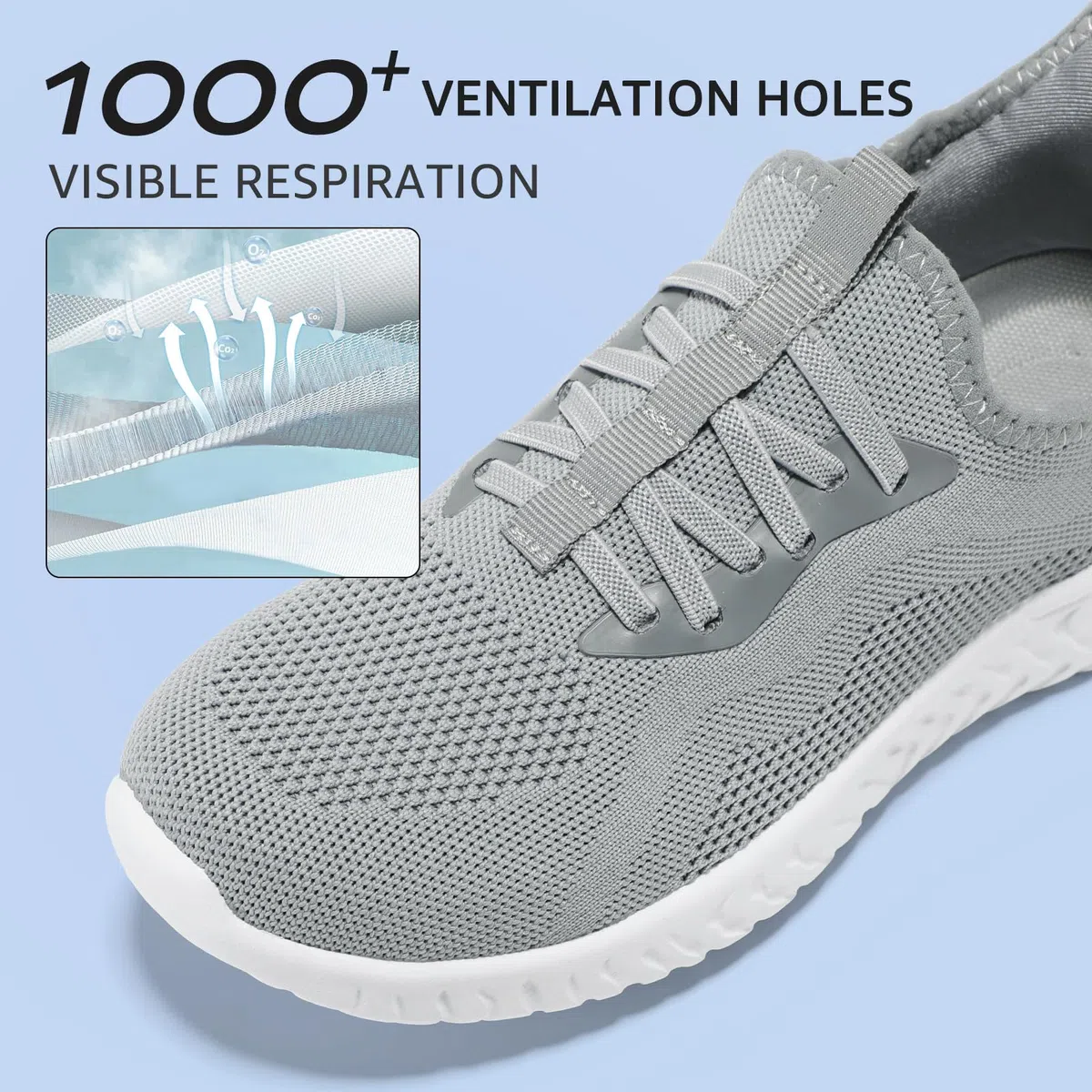 STQ Zapatillas Mujer Deportivas Sin Cordones Malla Transpirable Slip-on Non Slip Ligero Zapatos para Pasear Caminar Correr Andar