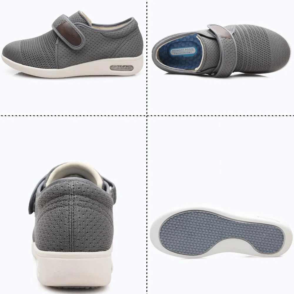 Zapatos para Diabéticos Calzado Ortopédico Fácil De Poner Zapatillas Ajustables De Ancho Especial con Plantilla De Espuma Viscoelástica Y Suela Antideslizante Ideales Pies Hinchados