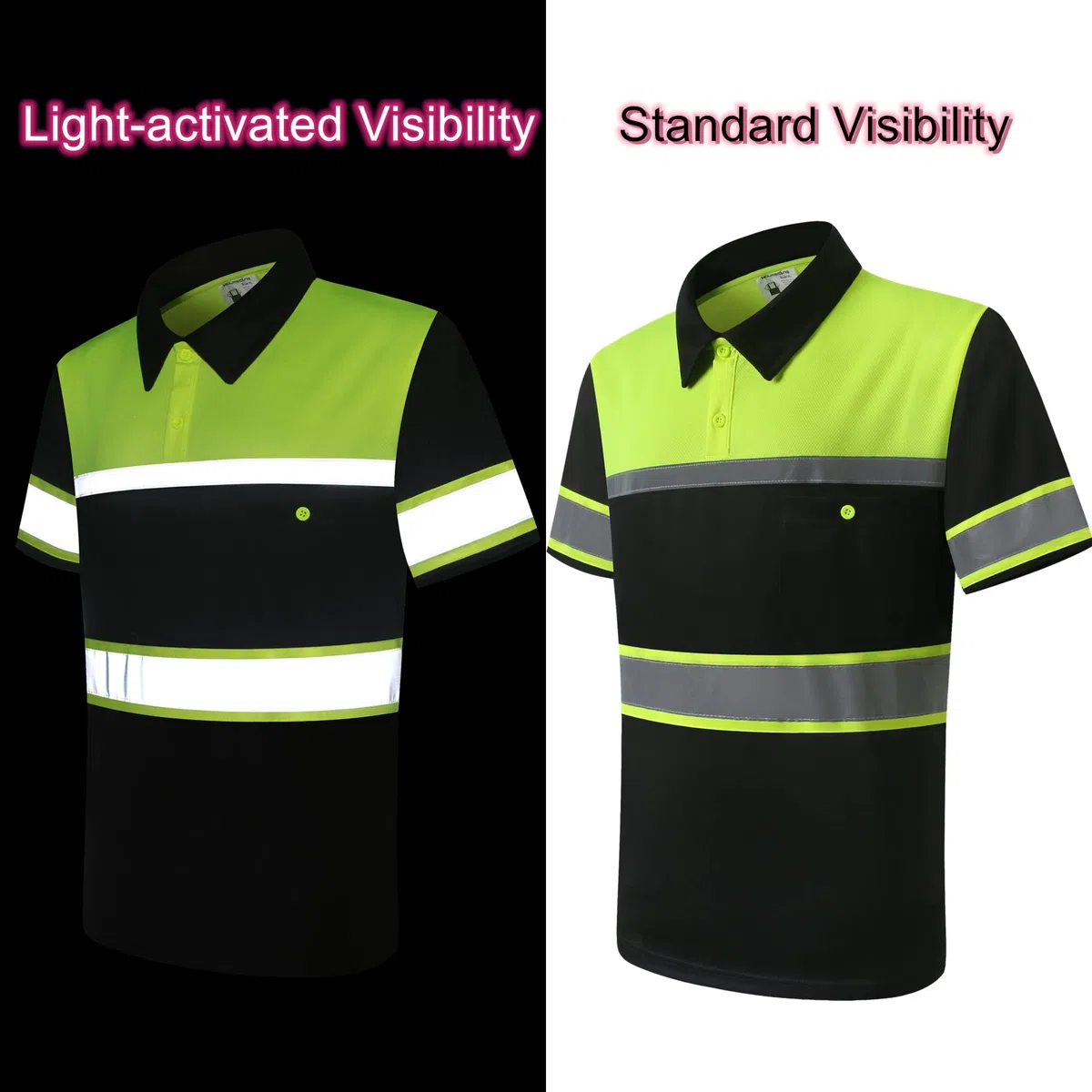 Camisas de seguridad para hombre, polos de alto reflejo con bolsillo, manga corta, ropa de trabajo transpirable