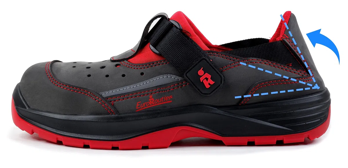 EuroRoutier Hybrid Maine Red Gray, Zapatillas de seguridad certificadas S1 SRC
