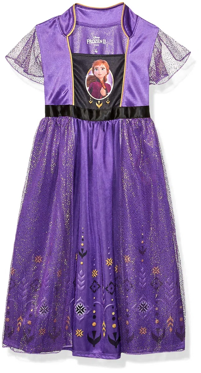 Disney Girls' Little Frozen 2 Fantasy Gown, Camisones para Niña, Anna Royalty, 4