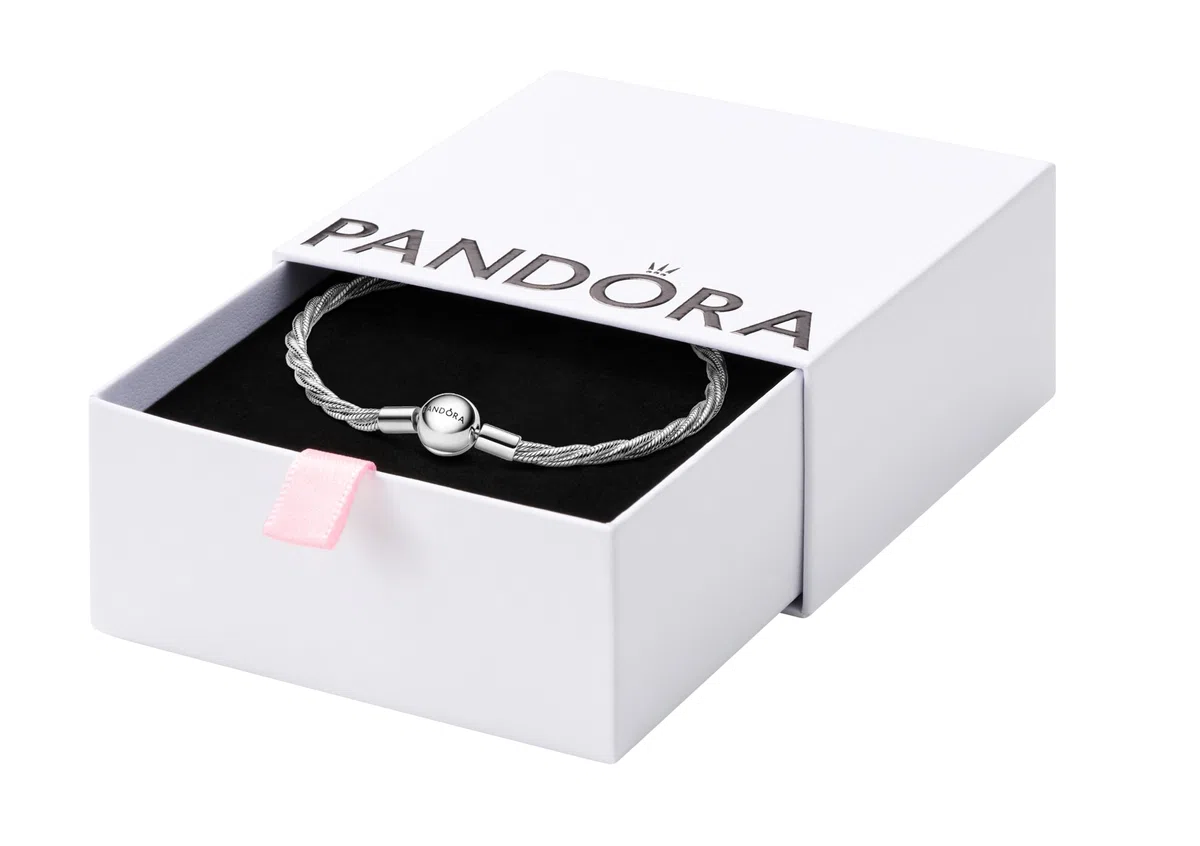 PANDORA Pulsera de plata para mujer, cadena serpiente trenzada, 593757C00