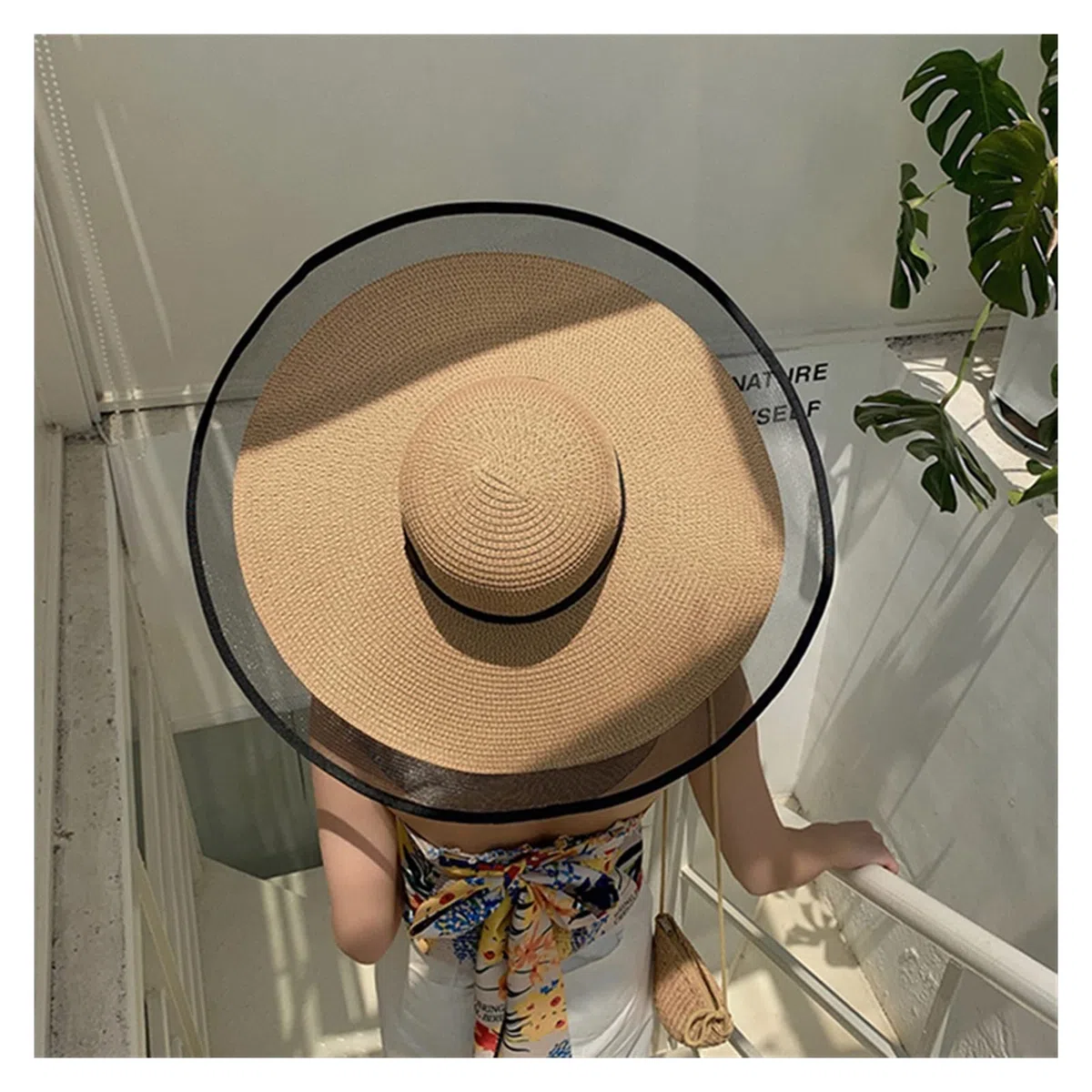 TOMYEUS Pamelas para Mujer Summer Sun Sol Berr Brim UV Protección Floppy Beach Sombrero Damas Sombrero de Paja Lace Big Brim Gat Sombrero Playa (Color : Black)