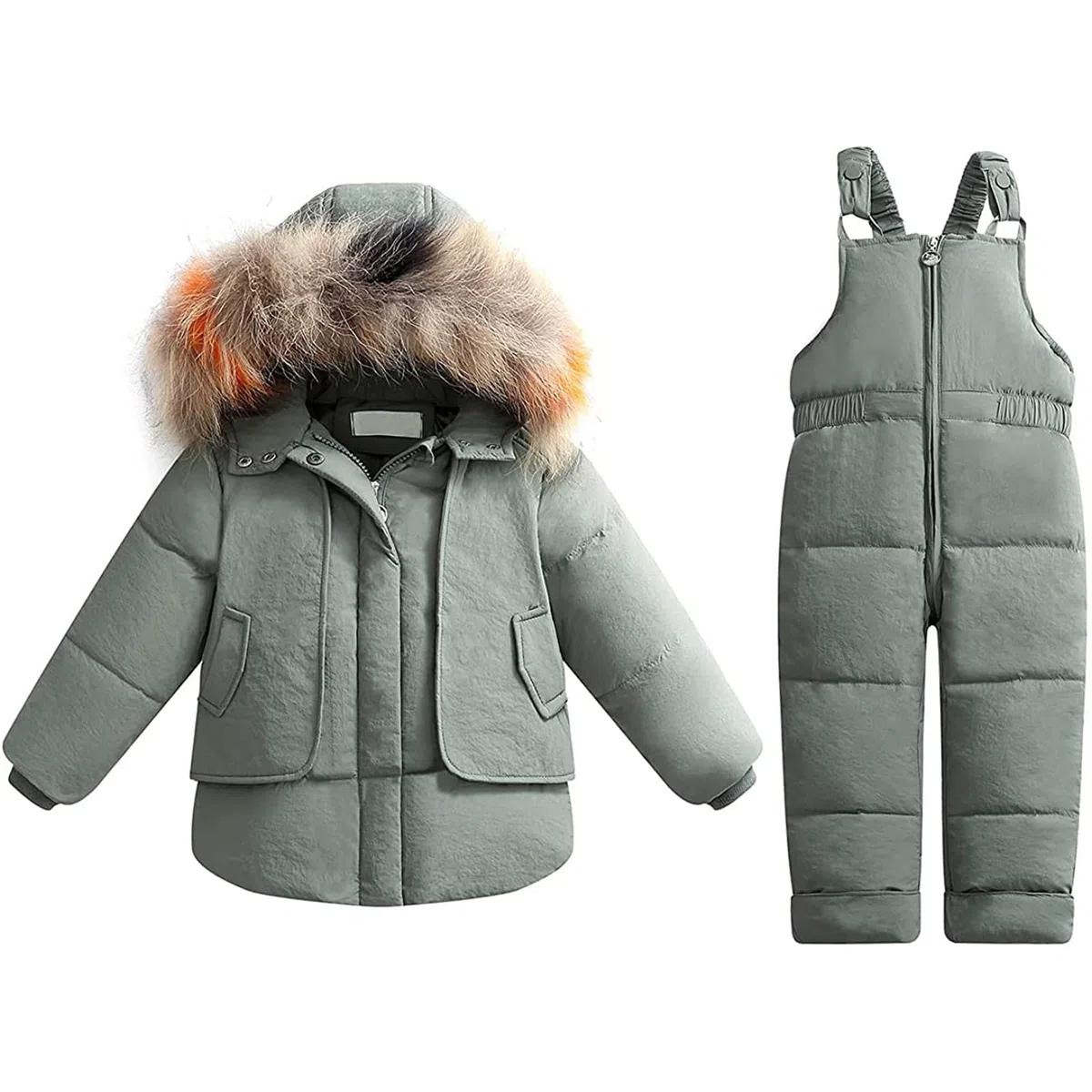 Traje de nieve infantil para niños pequeños, ropa de invierno, mono de piel sintética, chaqueta con capucha, abrigo, cartera