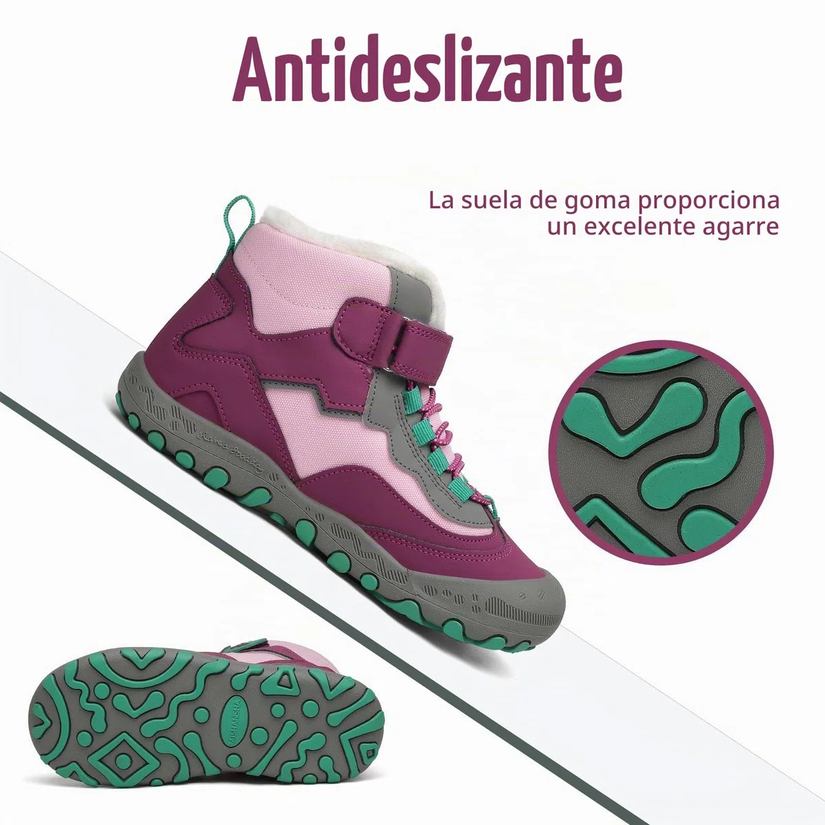 Mishansha Botas de Nieve Niño Botas Antideslizantes, Morado 27 | Forro cálido, cierre de autollenado, puntera reforzada, suela con dibujo, colegio, paseos, nieve