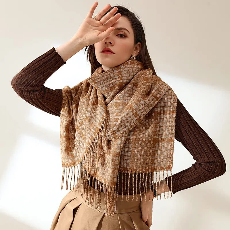 Fular Mujer Bufanda Mujer Bufanda Imitación Cachemira Borla Borla Bufanda Invierno Hembra Cálido Tampón Bufanda Chal Abrigo De Longitud Media Con Flecos Bufandas Regalo Chal Mujer Fiesta ( Color : A ,