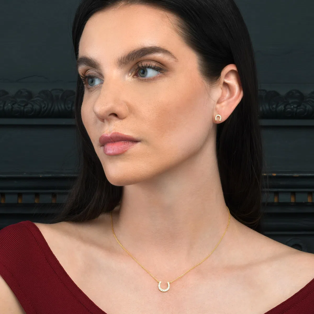 Diamond Treats Delicado Collar de Herradura en Plata de Ley 925, Lindo Collar Colgante de Herradura en Plata, Oro u Oro Rosa, Collares con Amuleto de la Suerte para Mujer