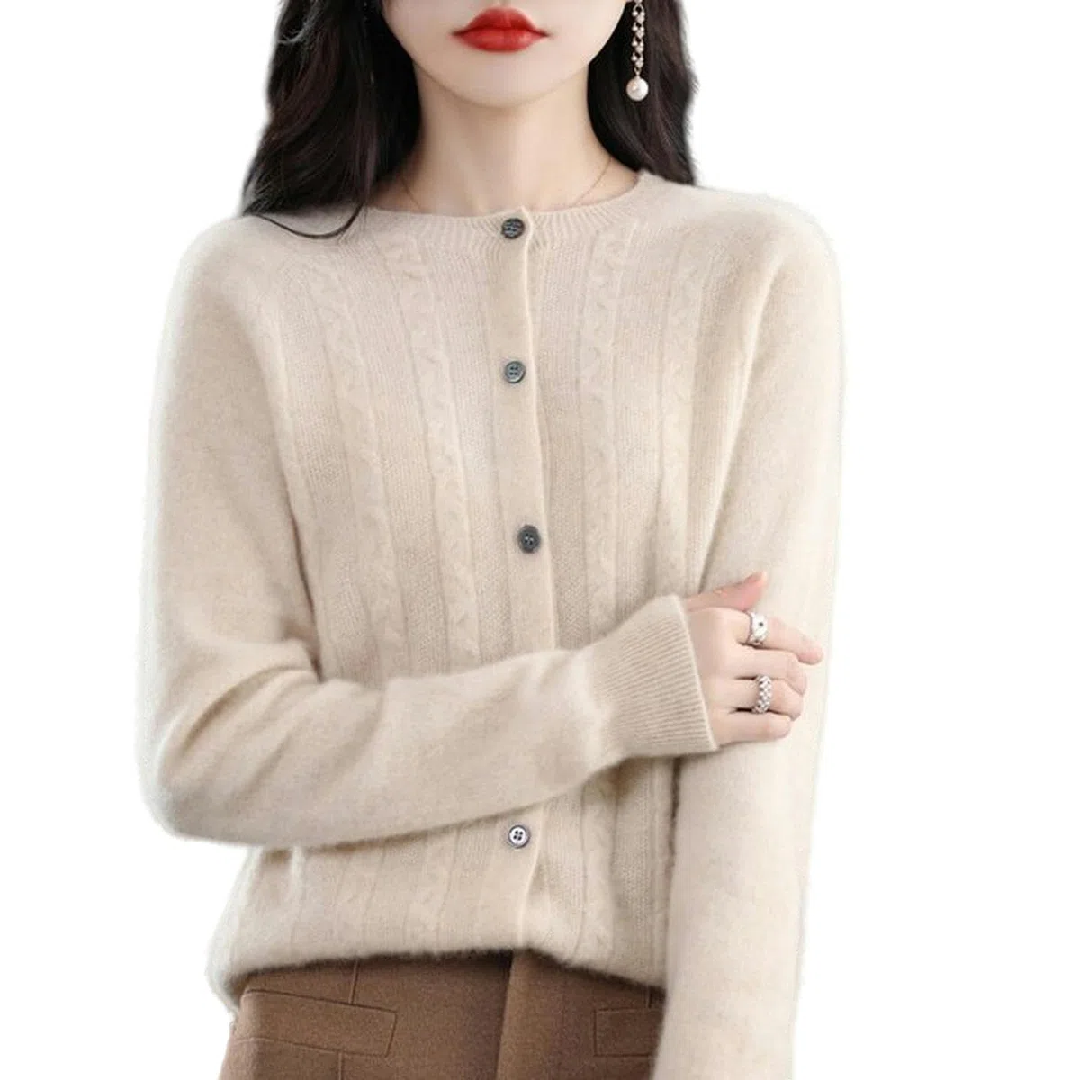 TEidea Rebeca Mujer Verano Cárdigan Sin Costuras Damas Redondas Cardigán De Punto De Punto Otoño E Invierno Fashion Slim Warm Basic Basic