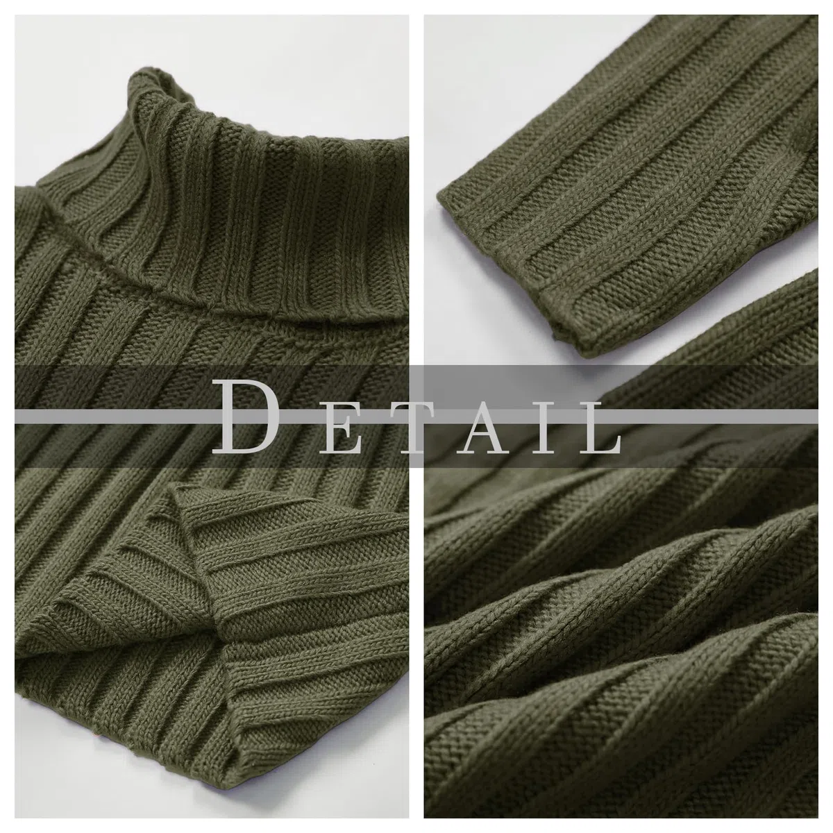 Runcati Jersey de cuello alto para hombre, diseño trenzado, otoño e invierno, punto grueso, monocolor