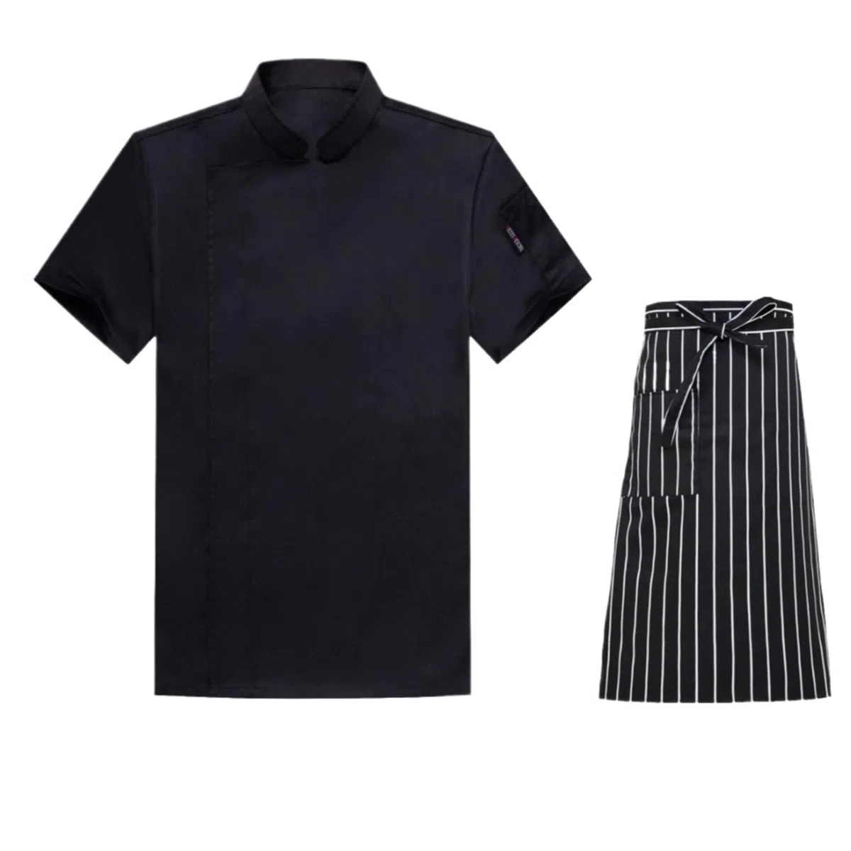 Uniforme De Chef Conjunto de 2 Chaquetas de Chef de Manga Corta y Delantal for Hombre, Camisa de Chef de Cocina de Manga Corta, Uniforme de Camarero for Restaurante y panadería.