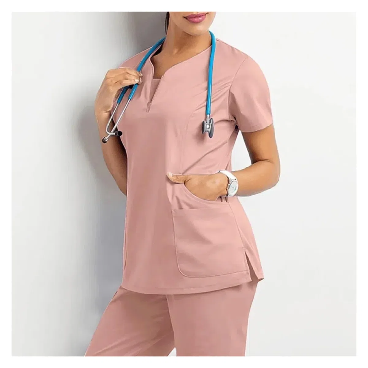 Uniforme Sanitario Hombre Accesorios Hospital Salón de Belleza Médico Enfermería Ropa Casual Manga Corta Enfermera Farmacia Trabajo Tops y Trajes(Black Suit,M-50-60KG)