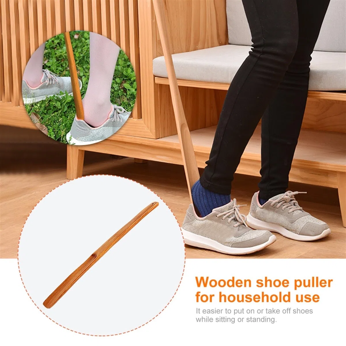 Calzador de madera con mango largo for personas mayores