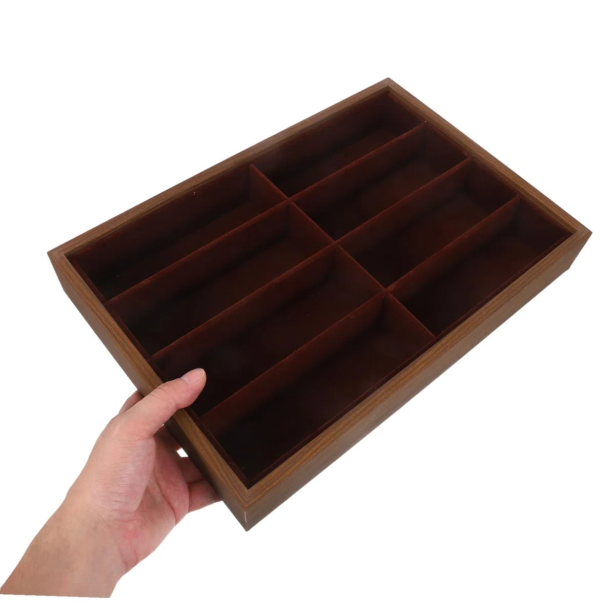 Abaodam Estuche Organizador para Gafas de Sol y Joyas 8 Compartimentos, Bandeja de Madera Ligera para Viaje y Escritorio