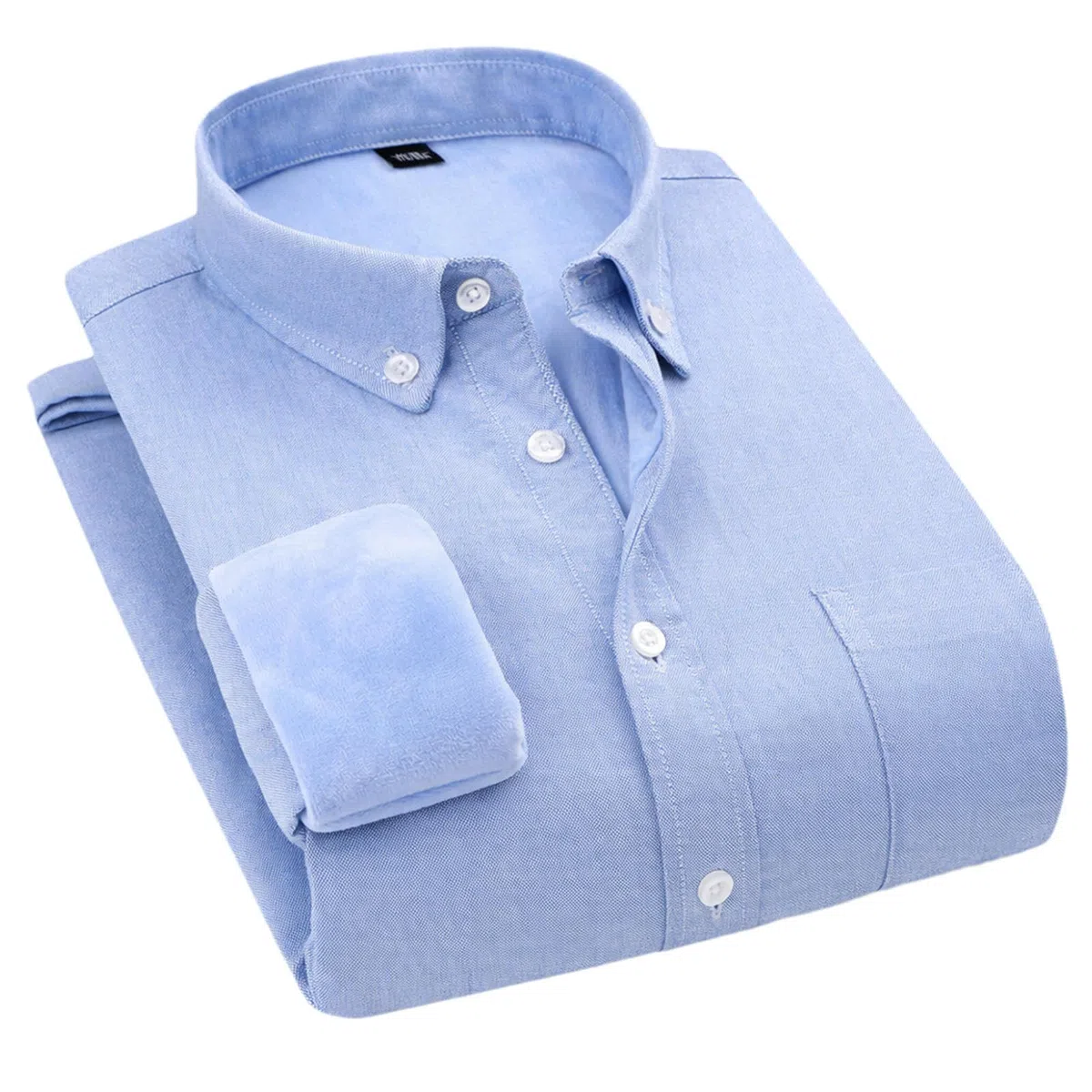 Camisa de tela Oxford con forro polar para hombre, con botones, informal, cálida, para invierno, oficina, con bolsillo, para hombre