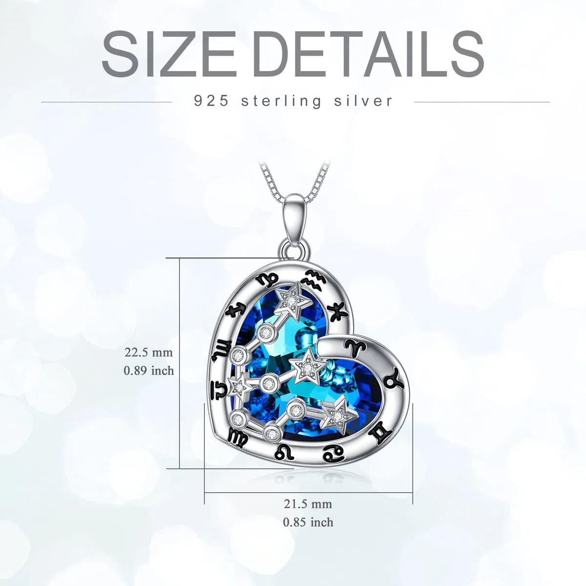 Collar de 12 signos del zodíaco de plata de ley 925 constelaciones estrella cristal colgante cadena horóscopo astrología joyería de cumpleaños regalos para mujeres y niñas