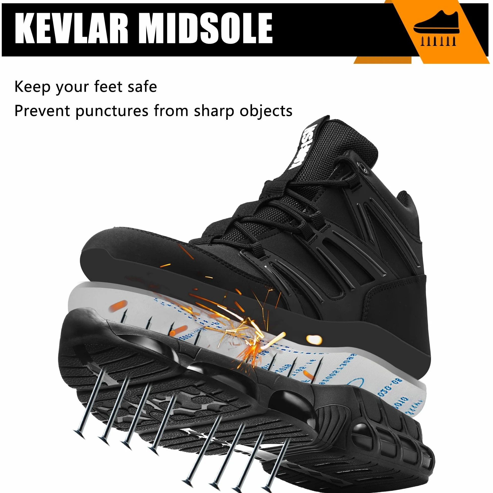 Botas de Seguridad Impermeable Botas de Trabajo Hombre Mujer | Cuero sintético+lengüeta cerrada, Zapatos de trabajo punta de acero+Kevlar, EN ISO 20345, suela aire, Zapatos de Seguridad