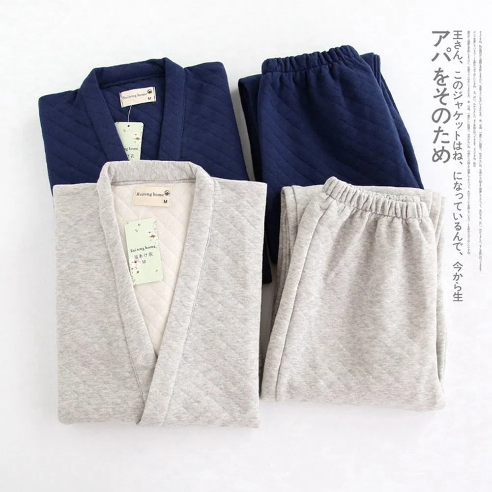 Fancy Pumpkin - Vestido de estilo japonés para hombre, suelto, más grueso, invierno, cálido, Kimono Pijamas