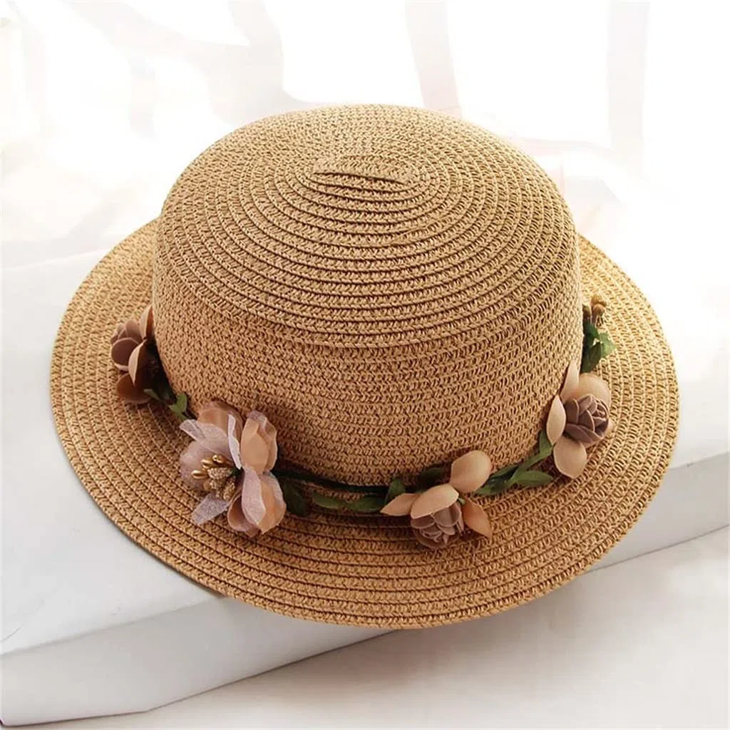 Garland Sombrero de Paja Sombrero para el Sol Plegable Verano Mujer Protector Solar Sombrilla Junto al mar Sombrero de Playa (Color : B, Size : 56-58cm) (B 6 7/8)