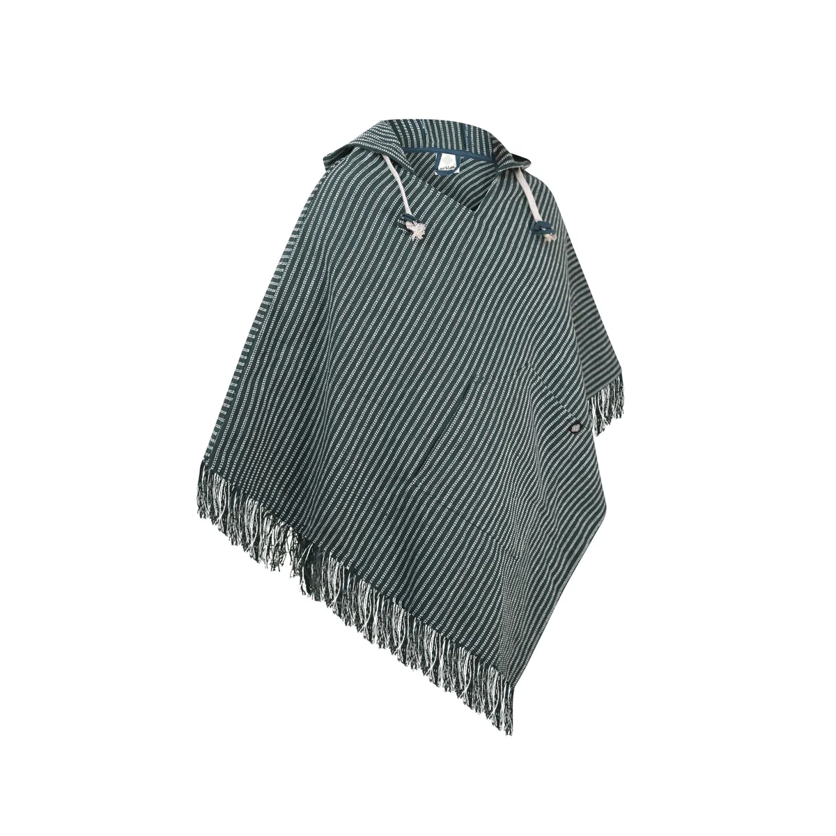 virblatt - poncho hombre | 100% algodón | poncho invierno peruano | Capucha grande | poncho mexicano ropa hippie rasta capa - Padre green L-XL