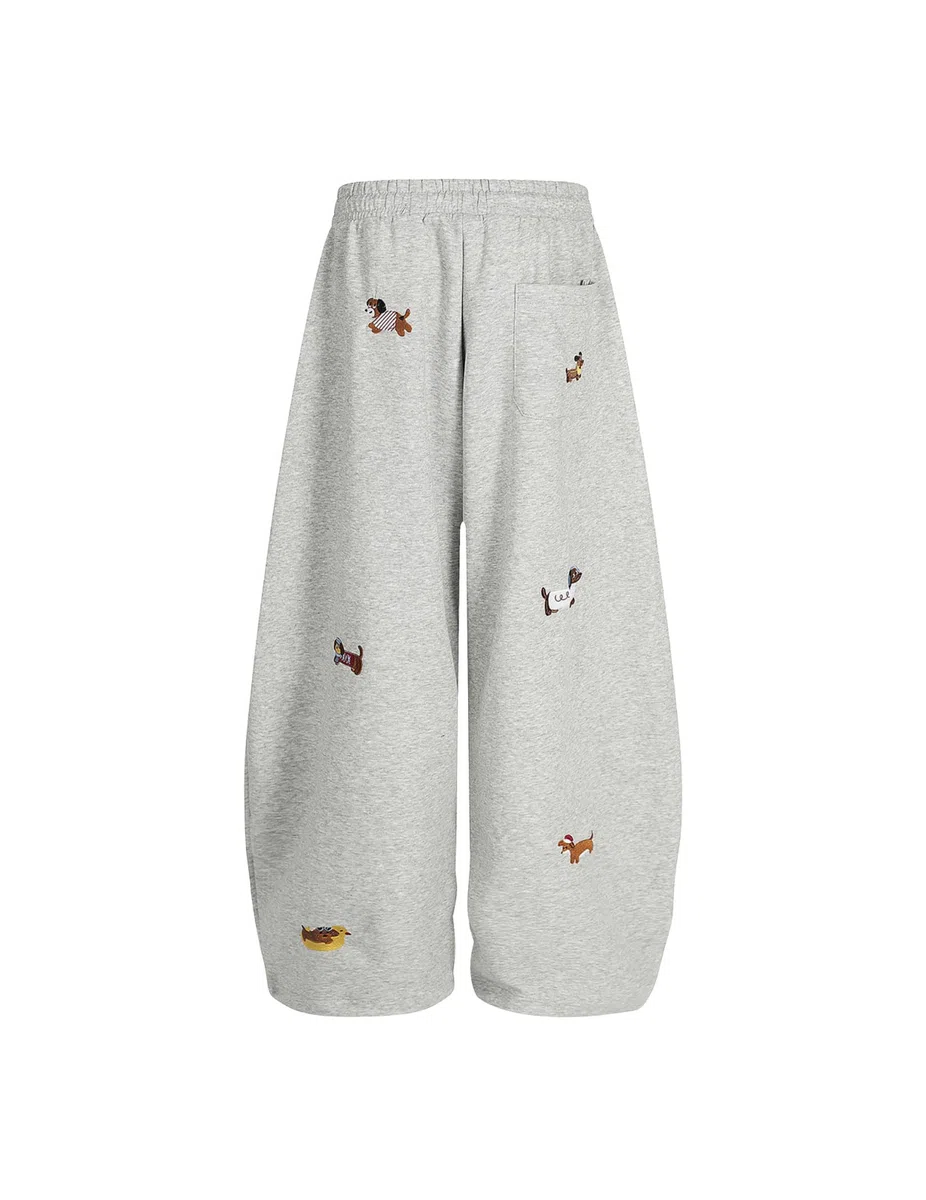 Aelfric Eden Pantalones de chándal holgados para hombre y mujer, diseño de perro salchicha, pantalones de algodón con cordón, pantalones de ocio Y2K Streetwear con bolsillos