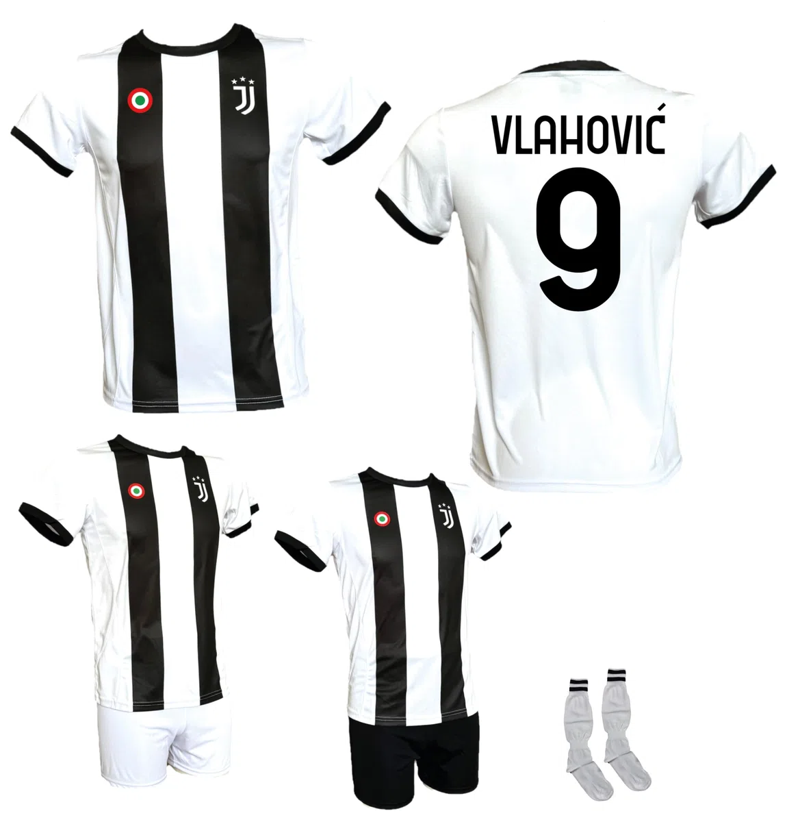 Camiseta de Fútbol Blanconera Vlahovic 9 Temporada 2022/2023 Replica Autorizada Tallas de Niño y Adulto. Elija si Añadir Pantalones Cortos Negros o Blancos y Calcetines