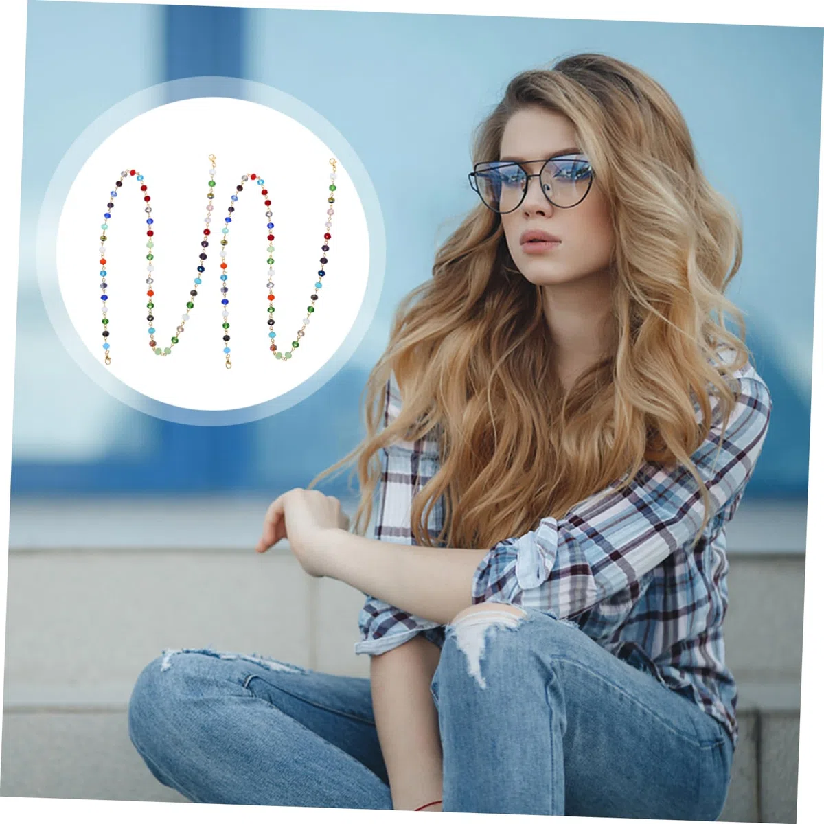 SHERCHPRY 4 Uds Collar De Cuentas De Cristal Un Collar Gafas De Sol Collares Máscaras Gafas Decoración Gafas Cuerda Práctica