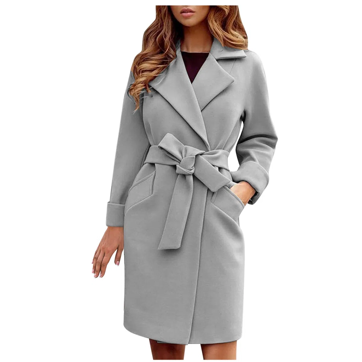 Generisch 2026 Mujeres Invierno Cardigan LANA Abrigos de Forro Polar con Cinturón para Actividades Al Aire Libre
