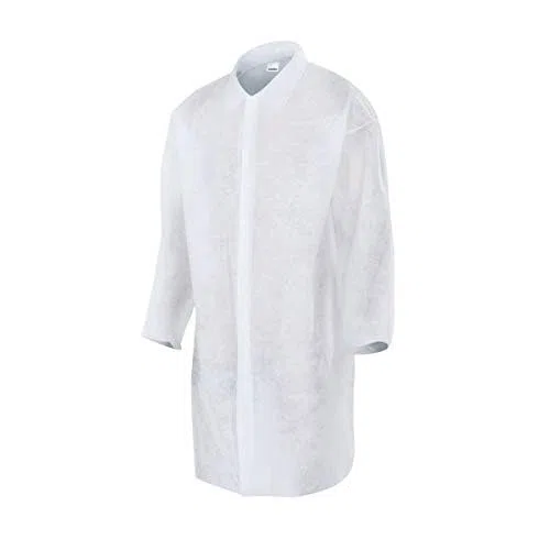Pack de 100 uds de batas Desechables de Polipropileno 35 g/m² Talla XXXL – Manga Larga Tipo Raglán, Cuello Camisa, Cierre con Cinta Autoadherente - 100 Unidades