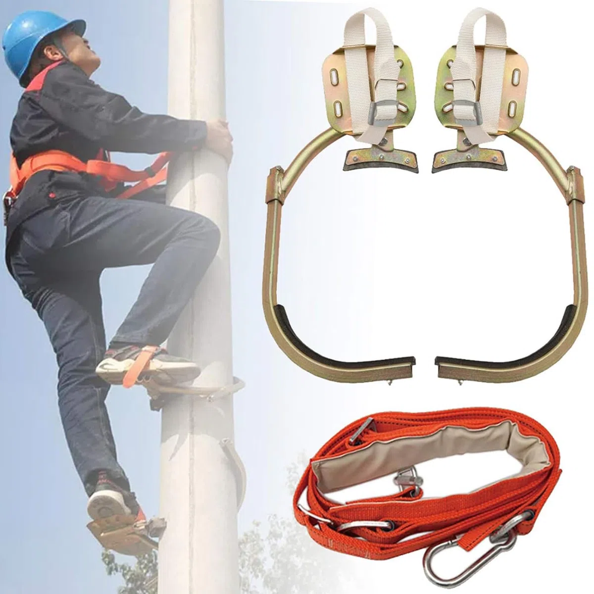 Zapatos de escalada ajustables con hebilla de pie de electricista, juego de picos portátiles para escalada de árboles para liniero
