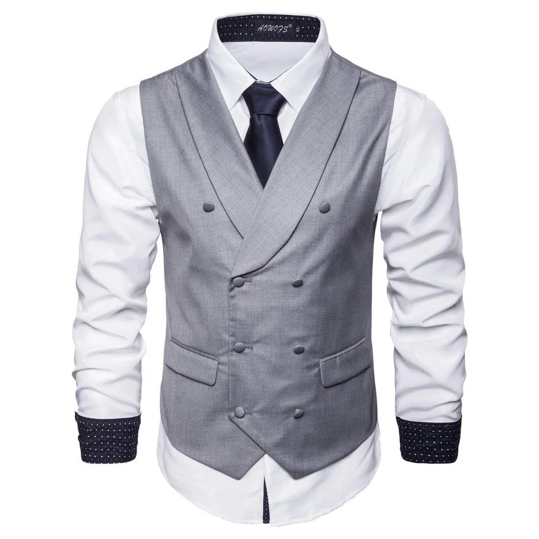 Hombre Chaleco Casual de Doble Botonadura Chaleco Formal de Solapa de Chal de Boda Chaleco
