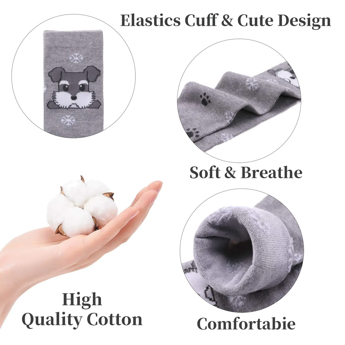 FNOVCO Calcetines largos de algodón hasta la rodilla para niñas, regalo divertido y divertido con bonitos patrones de animales, 6 pares